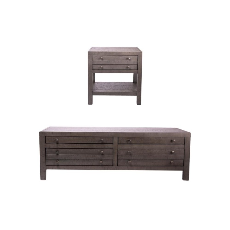 Rustic Style 2-Piece Coffee Set- Coffee Table + End Table
