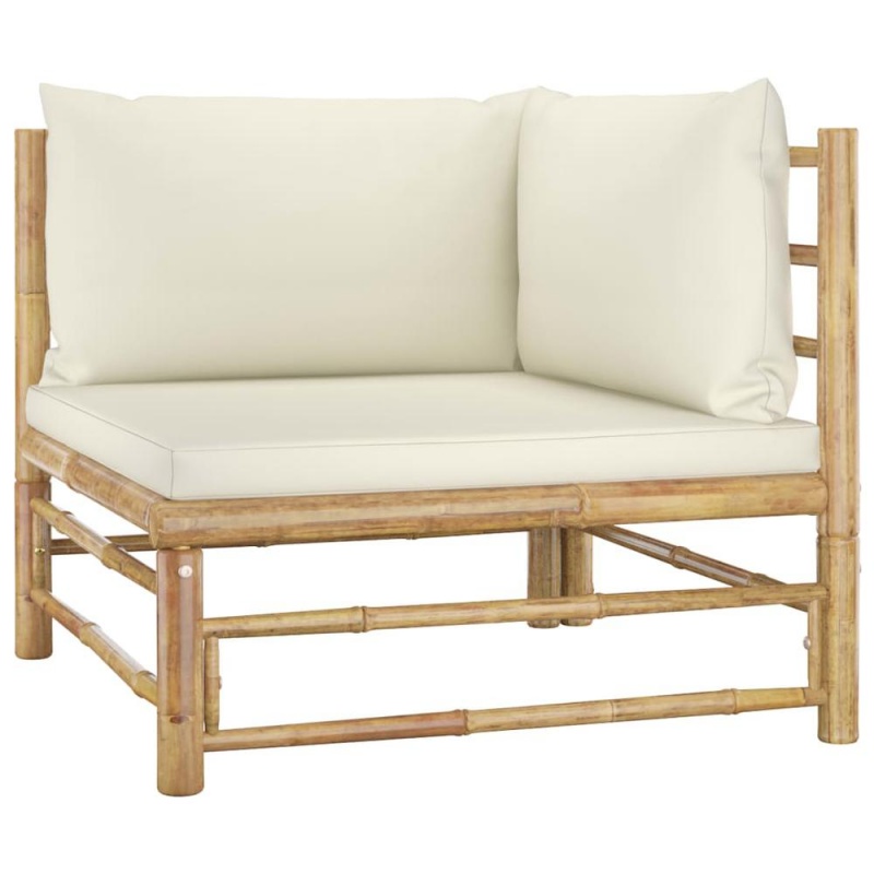 Vidaxl 2 Piece Garden Lounge Set With Cream White Cushions Bamboo 3144