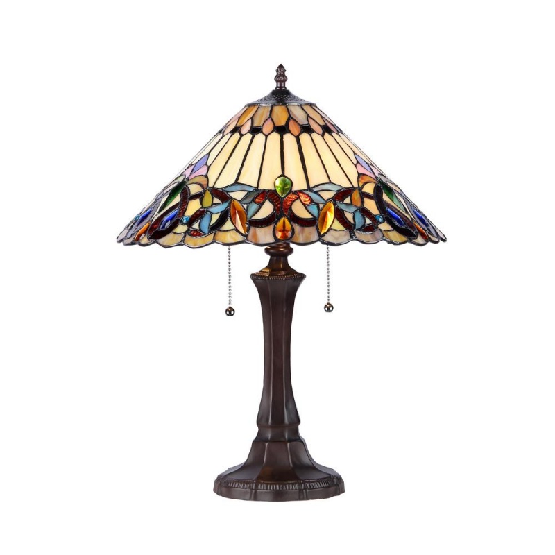 Ambrose Tiffany-Style 2 Light Victorian Table Lamp with 16" Shade