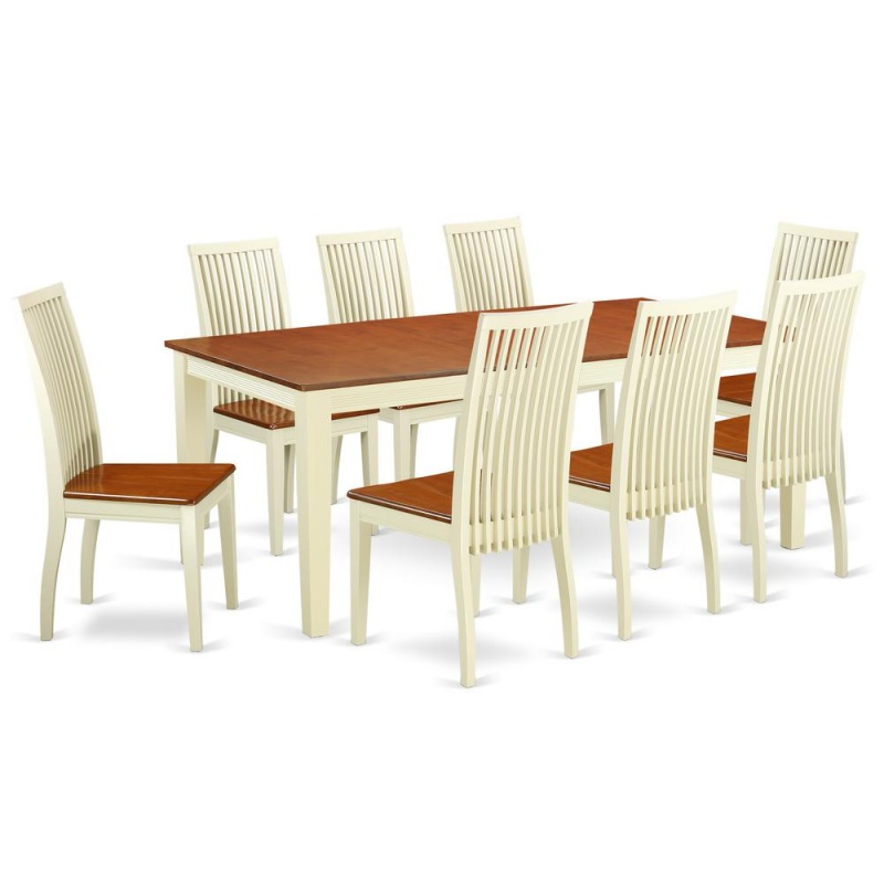 Dining Room Set Buttermilk & Cherry, Quip9-Bmk-w
