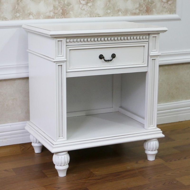 Windsor Hand Carved Wood 1-Drawer Lamp Table