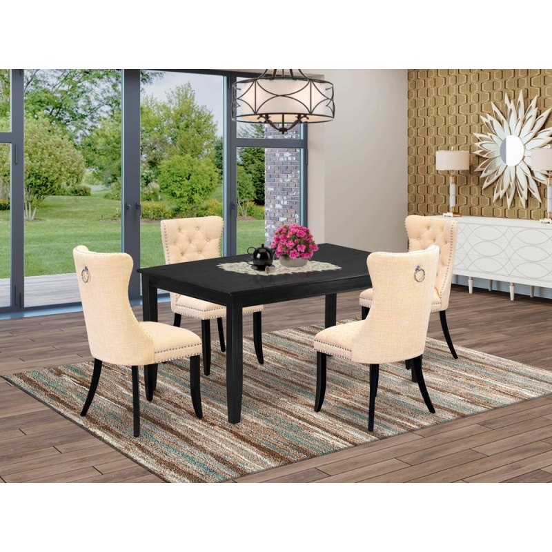 5 Piece Kitchen Table Set Consists Of A Rectangle Dining Table