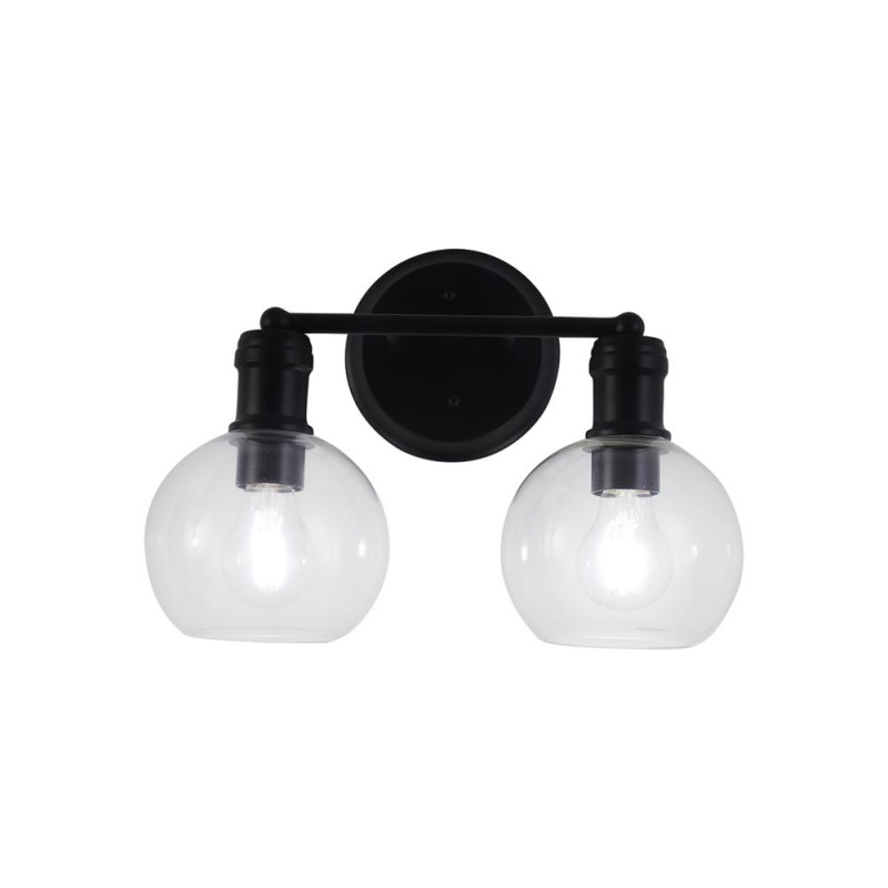 Chloe Lighting Oxa Transitional 2 Light Matt Black Vanity Bathlight 14" Wide