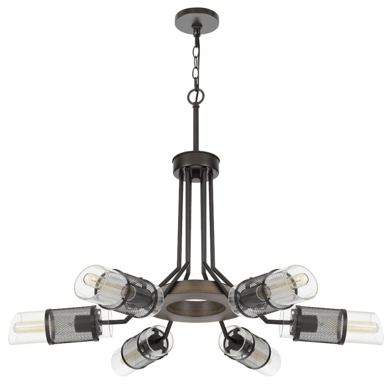 60W X 6 Savona Pine Wood/Metal Chandelier