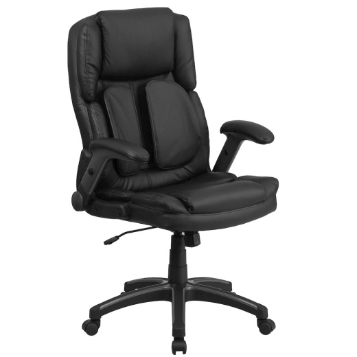 Flash Furniture Extreme Comfort High Back Black Executive Swivel Office Chair with Flip-Up Arms