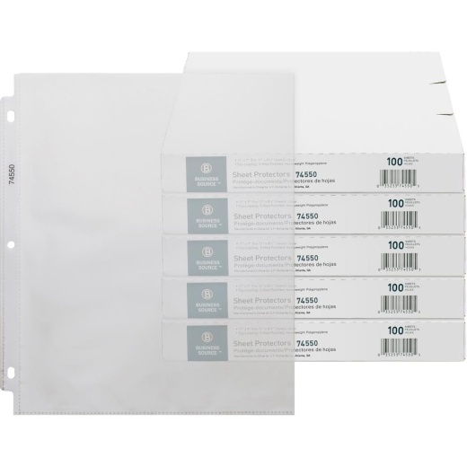 Business Source Top-Loading Poly Sheet Protectors - 3.2 Mil Thickness
