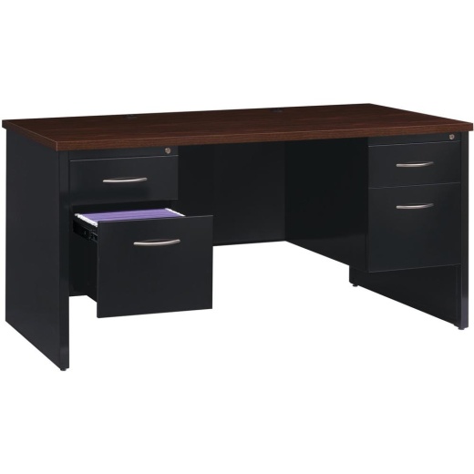 Lorell Fortress Modular Series Double-Pedestal Desk - 60" x 30"