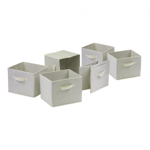 Winsome Wood Capri Set Of 6 Foldable Beige Fabric Baskets - Ultimate Storage Solution