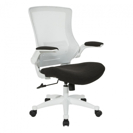 Office Star Products EM60926WH-F23 White Screen Back Manager's Chair in Linen Black Fabric