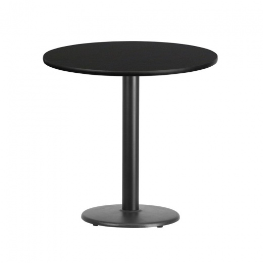30'' Round Black Laminate Table Top With 18'' Round Table Height Base
