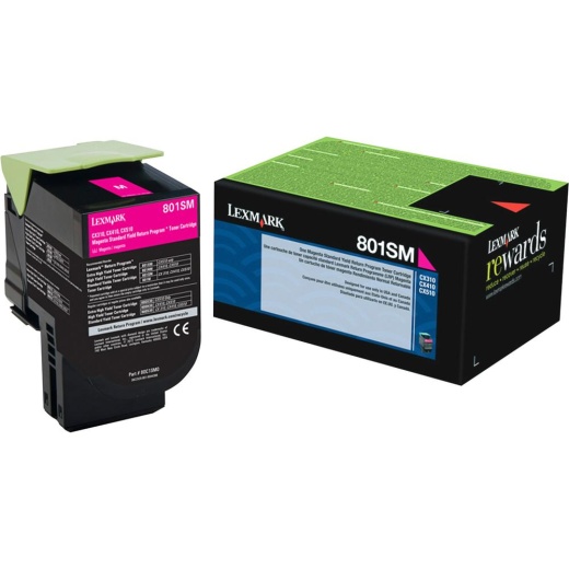 Lexmark 801Sm Toner Cartridge - Laser - Standard Yield - 2000 Pages - Magenta - 1 Each