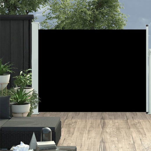 Vidaxl Patio Retractable Side Awning 55.1"x196.9" Black