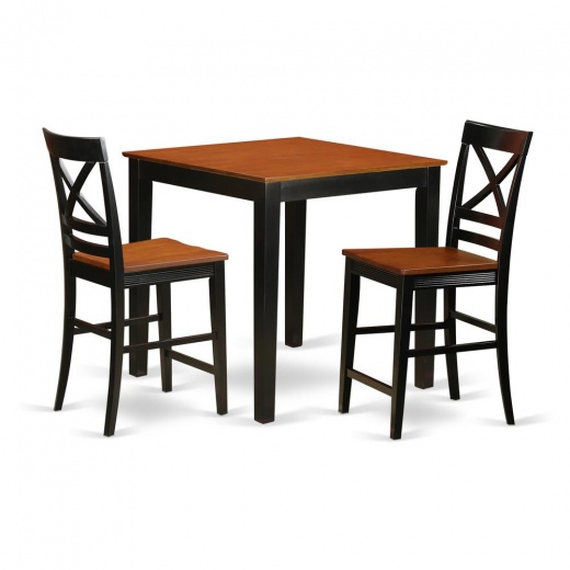 3 Pc Pub Table Set - Kitchen Dinette Table and 2 Counter Height Dining Chairs