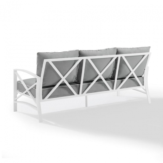 Kaplan Outdoor Metal Sofa Gray/White - Crosley Furniture