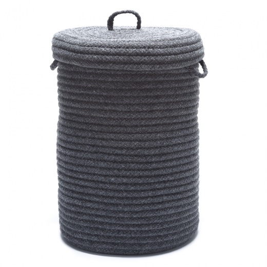 Wool Blend Slate Gray Hamper W/ Lid