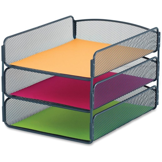Safco Onyx Letter Tray - 3 Compartment