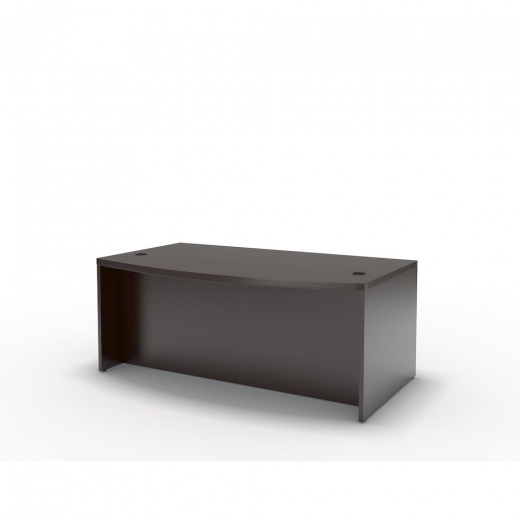 Mayline 72" Bow Front Desk, Gray Steel