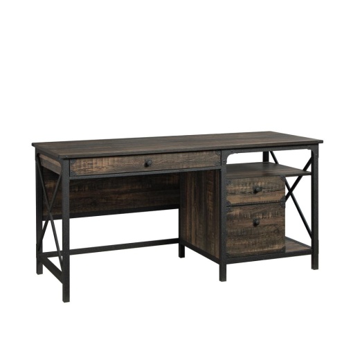 Sauder Steel River Computer Desk Carbon Oak