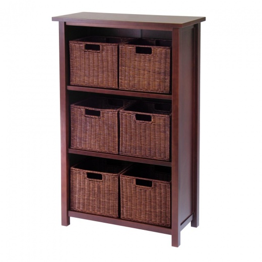 Milan 7-Pc Cabinet/Shelf With Baskets - Winsome Wood