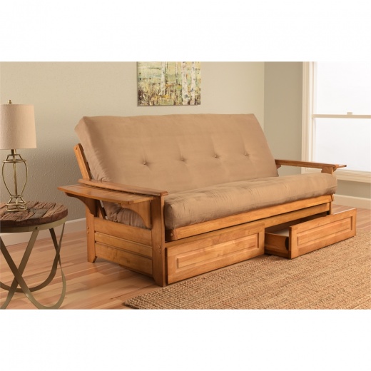 Kodiak Phoenix Frame-Butternut Finish-Suede Peat Mattress-Storage Drawers
