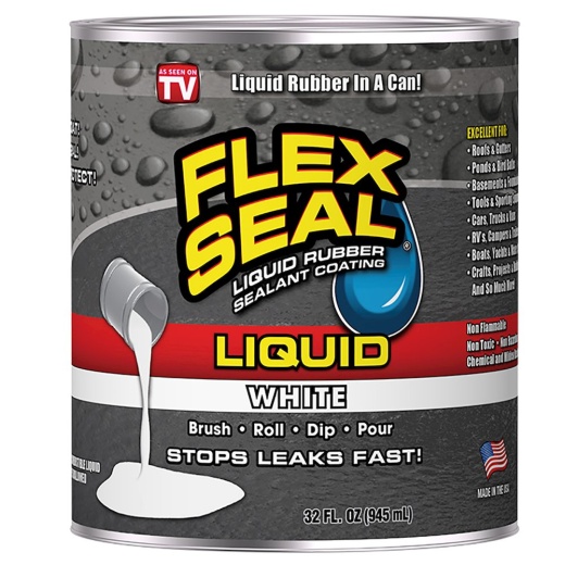 Flex Seal Liquid Rubber, 32 Oz Can, White - Waterproof Coating for Any Application