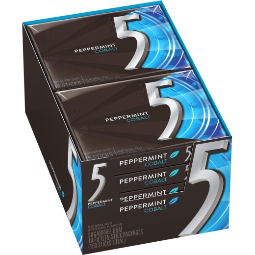 5 Gum Cobalt 5 Peppermint Sugar-Free Gum - Individually Wrapped - 10 / Box