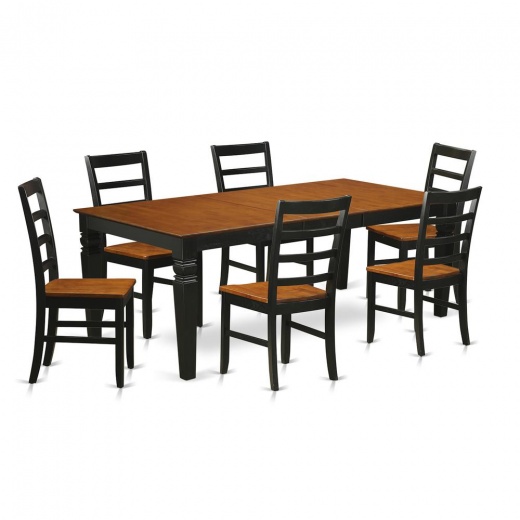 7 PC Dinette Set with Dining Table and 6 Kitchen Chairs in Black and Cherry