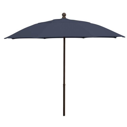 9' Oct Patio Umbrella 6 Rib Push Up Champagne Bronze with Navy Blue Spun Poly Canopy - 9HPUCB-Navy Blue by Fiberbuilt