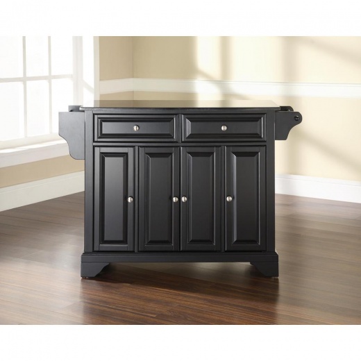 Lafayette Granite Top Full Size Kitchen Island/Cart Black/Black