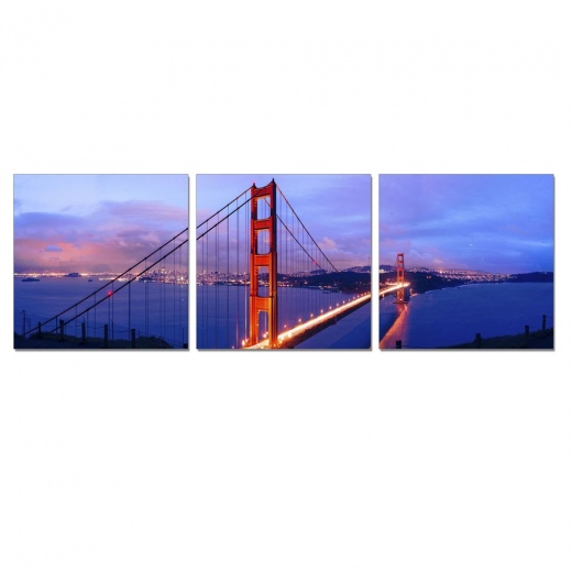 Senik Golden Gate 3-Panel MDF Framed Photography Triptych Print
