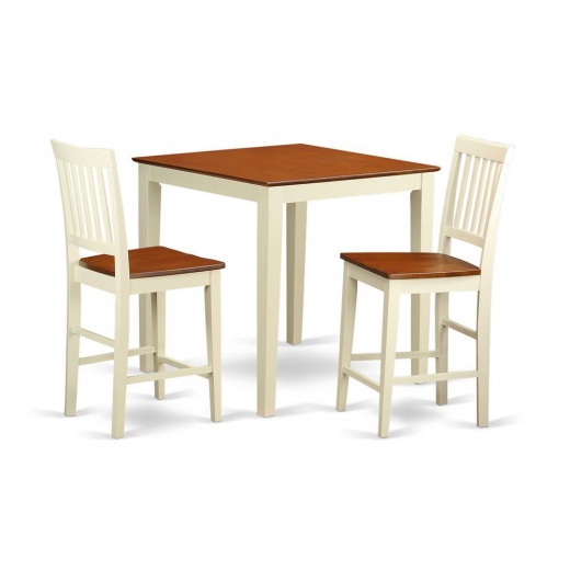 3 Pc Pub Table Set - Square Pub Table and 2 Counter Height Chairs
