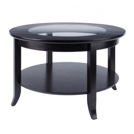 Genoa Coffee Table, Glass Inset and Shelf