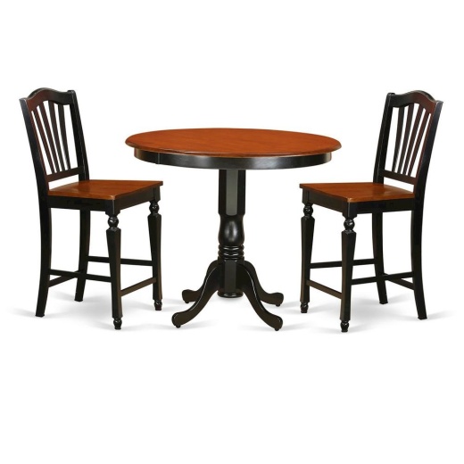 3 Pc Counter Height Table and Chair Set - Pub Table and 2 Kitchen Chairs
