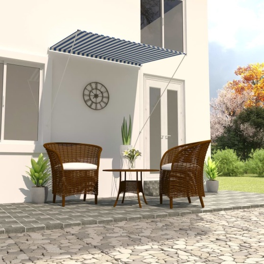 Vidaxl Retractable Awning 59.1"X59.1" Blue And White, 143746
