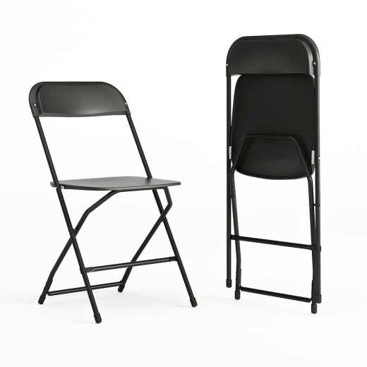 Flash Furniture Plastic Folding Chair Black - 2 Pack with 650LB Weight Capacity