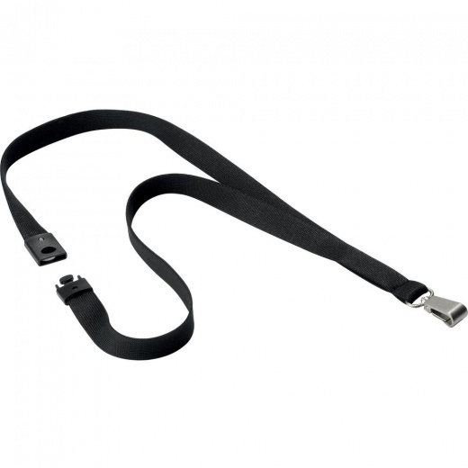 Durable Premium Textile Lanyard with Safety Release - 3/4" x 17" Lanyard - Black - 10 / Box