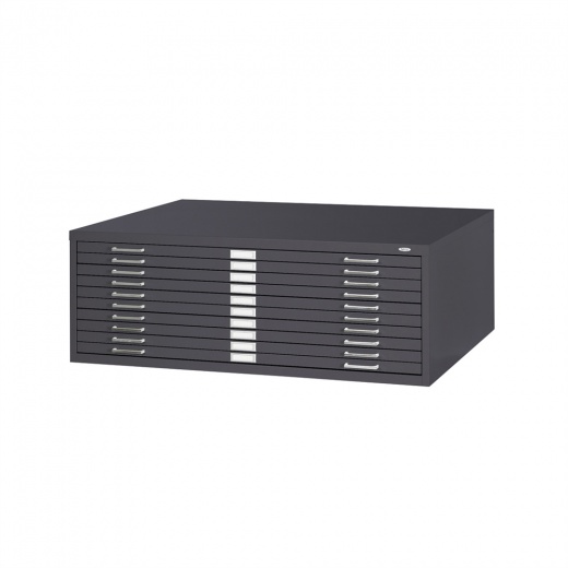 10-Drawer Steel Flat File for 30" x 42" Documents Black - Safco