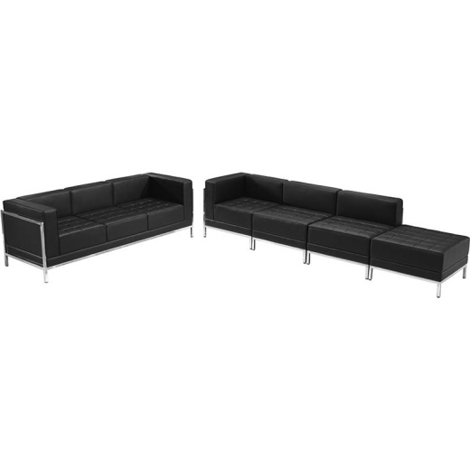 Imagination Black Leathersoft Sofa & Lounge Chair Set, 5 Pieces