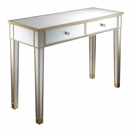 Gold Coast Mirrored 2 Drawer Desk/Console Table Champagne