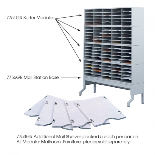 E-Z Sort Additional Mail Trays Gray by Safco