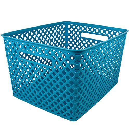 Woven Basket, Large, Turquoise, Pack Of 2