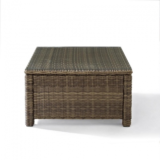 Bradenton Outdoor Wicker Sectional Coffee Table in Weathered Brown