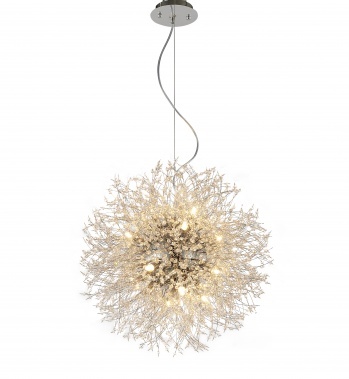 A Clear Crystal Firework Chandelier With Chrome Hardware