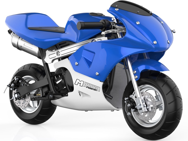 Mototec Phantom Gas Pocket Bike 49Cc 2-Stroke Blue