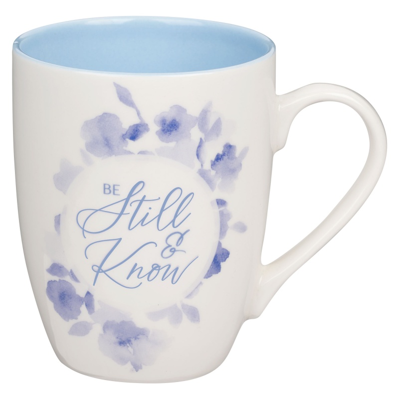 Blue Floral Be Still Mug