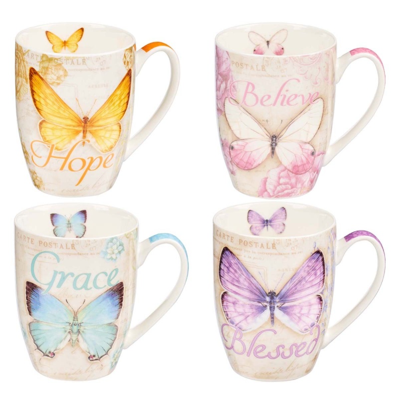Mug Set 4Pc Butterflies