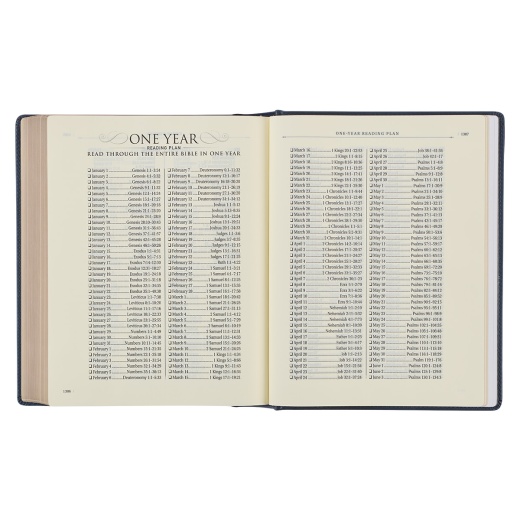 Kjv Note-Taking Bible Lp Faux Leather Hc, Navy W/Gold Floral