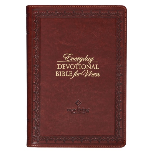 Saddle Tan Faux Leather NLT Everyday Devotional Bible for Men