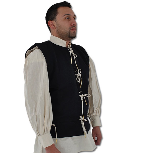 15th Century Waistcoat : Blue, Wool/Linen, XLarge
