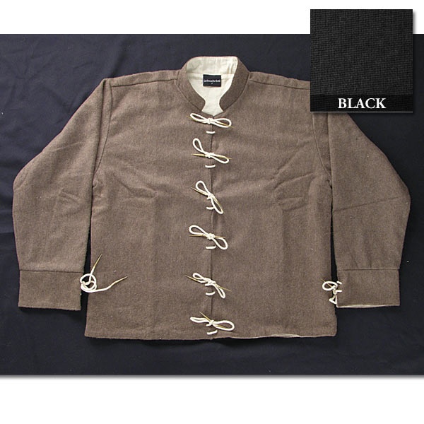 15th Century Doublet: Black, Wool/Linen, Large